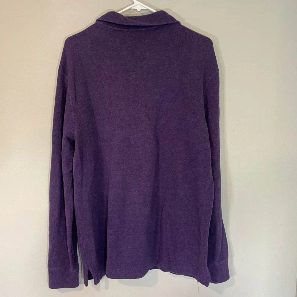 Polo Ralph Lauren Mens Purple Cotton Quarter Zip Pullover Sweater‎ Large Preppy